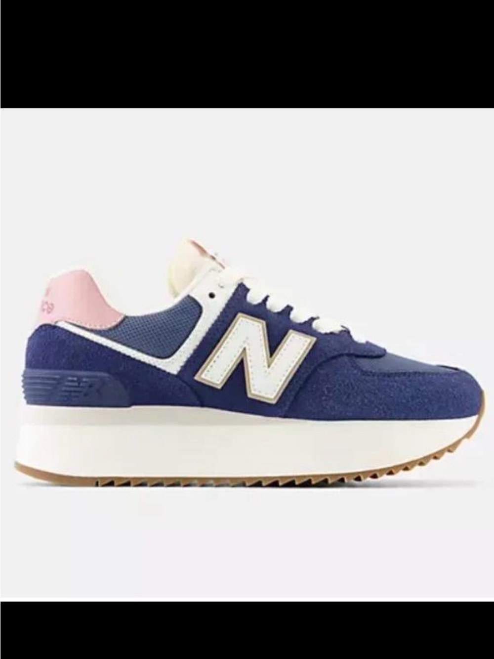 New Balance 574+ Navy Pink Platform Sneakers Worn Once